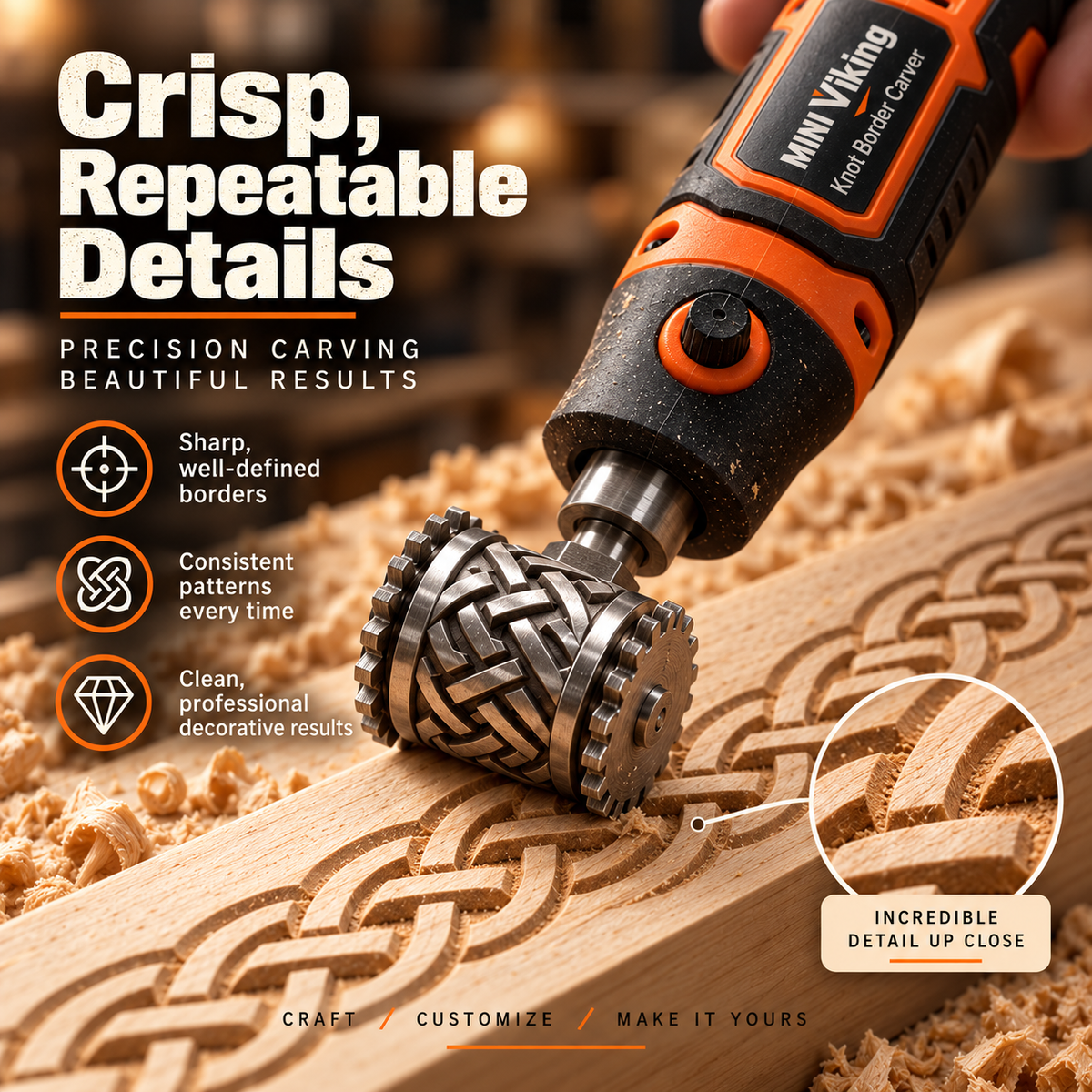 Mini Viking Knot Border Carver for Decorative Woodworking