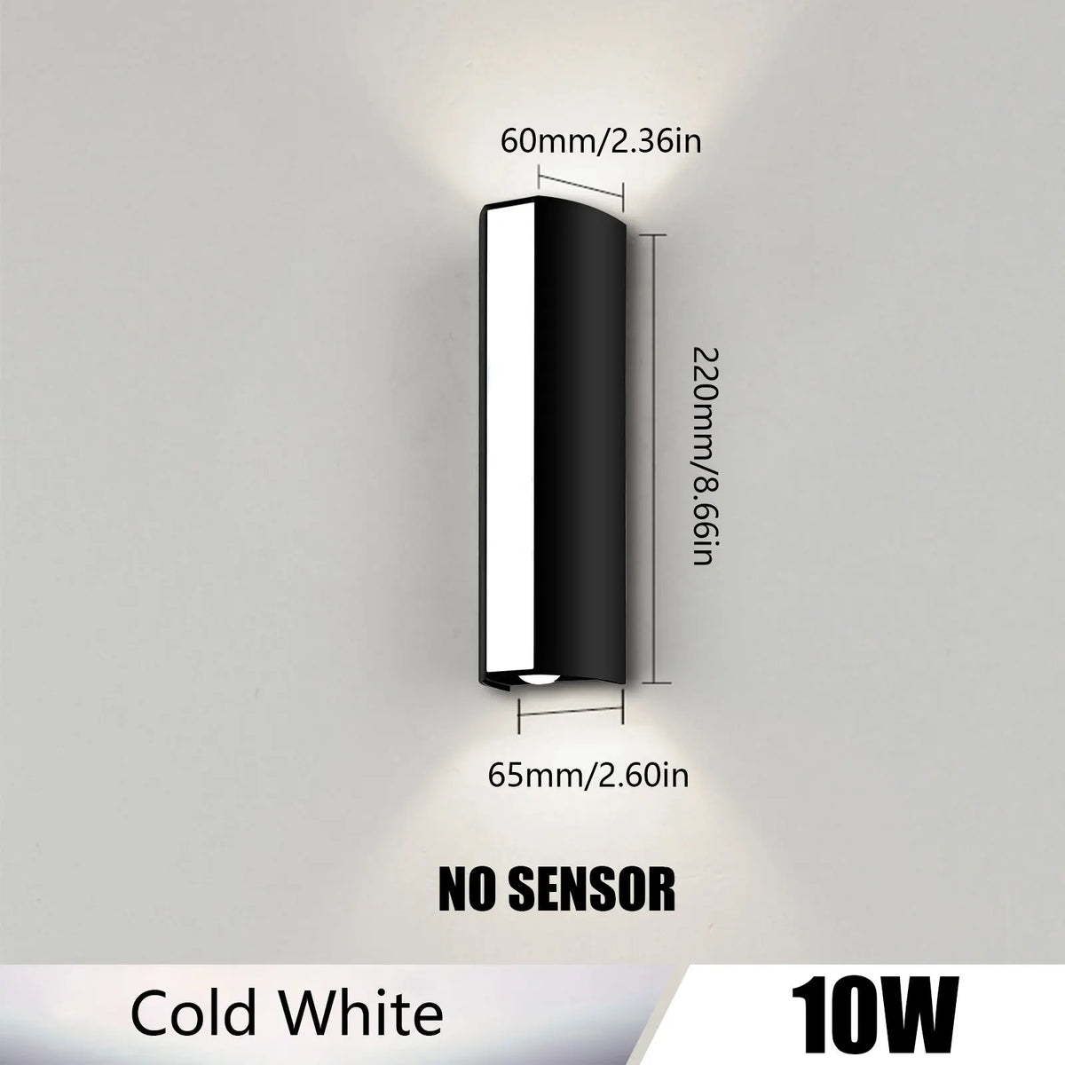 10W Outdoor LED Wall Light – white light dimensions