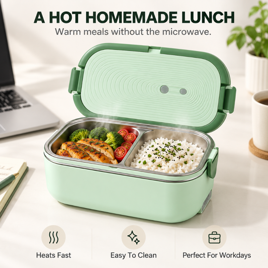 Portable electric heated lunch box