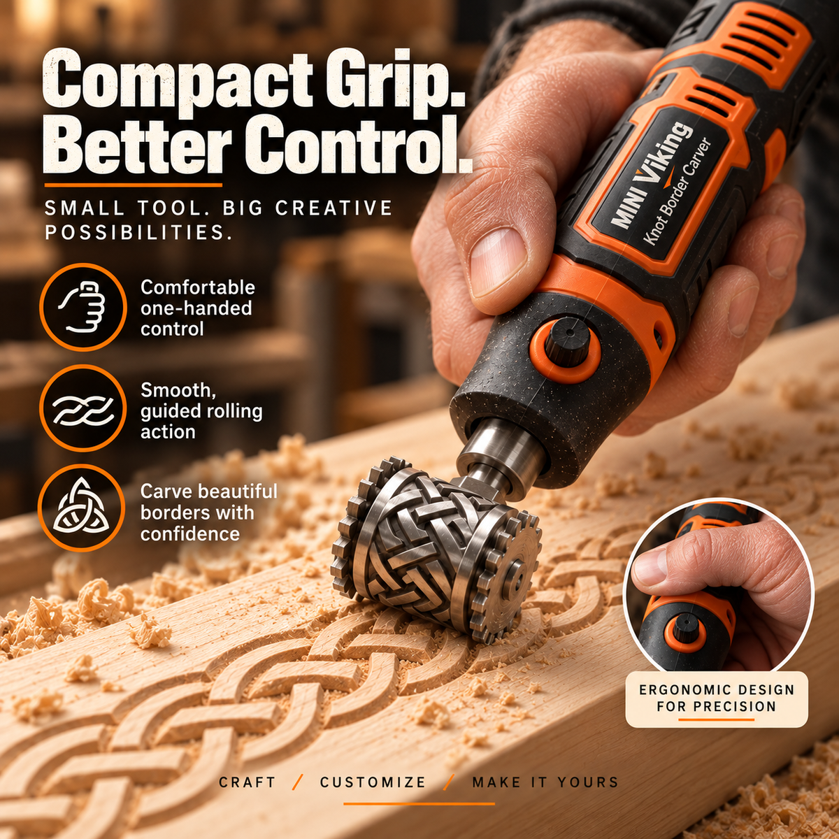 Mini Viking Knot Border Carver for Decorative Woodworking