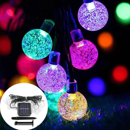 Multicolour globe lights with solar panel and stake