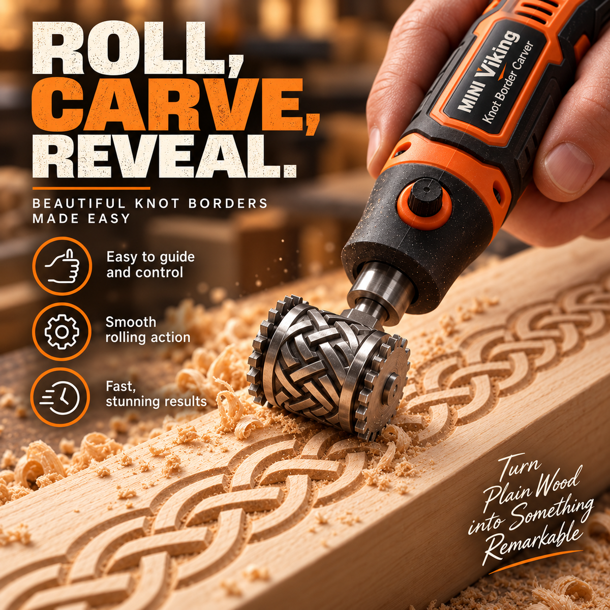 Mini Viking Knot Border Carver for Decorative Woodworking