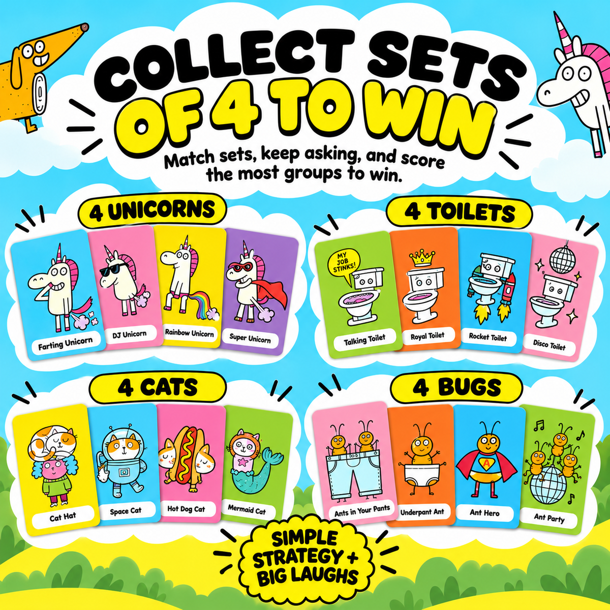 Super Silly Go Fish Card Game for Kids & Family