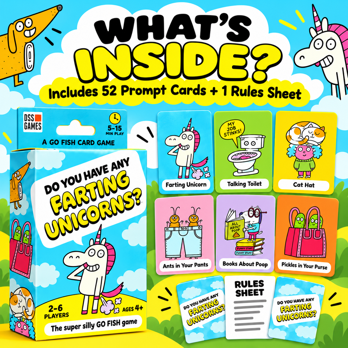 Super Silly Go Fish Card Game for Kids & Family