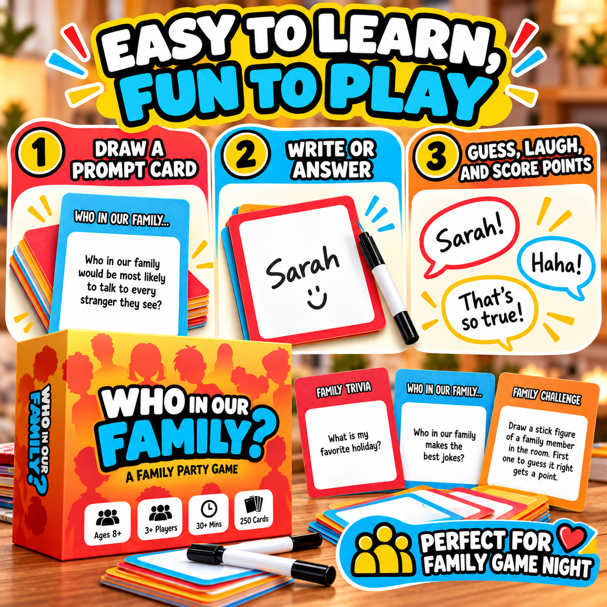 Who in Our Family? Funny Family Party Game