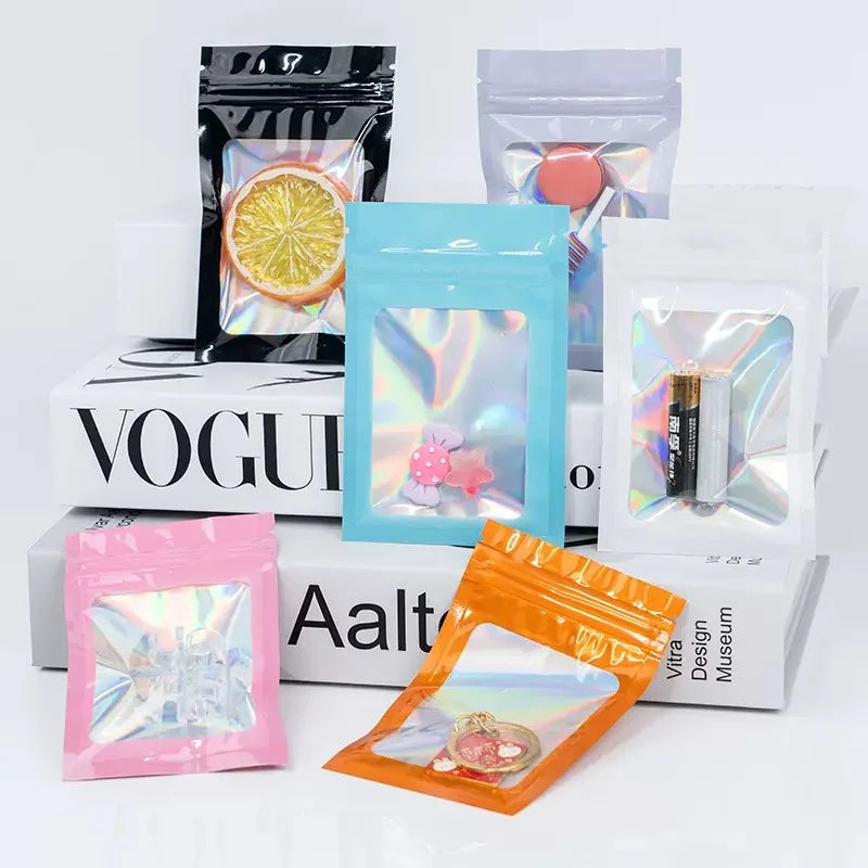 Holographic Resealable Gift Bags – Multi-Pack – alternate product view | Smile Lady