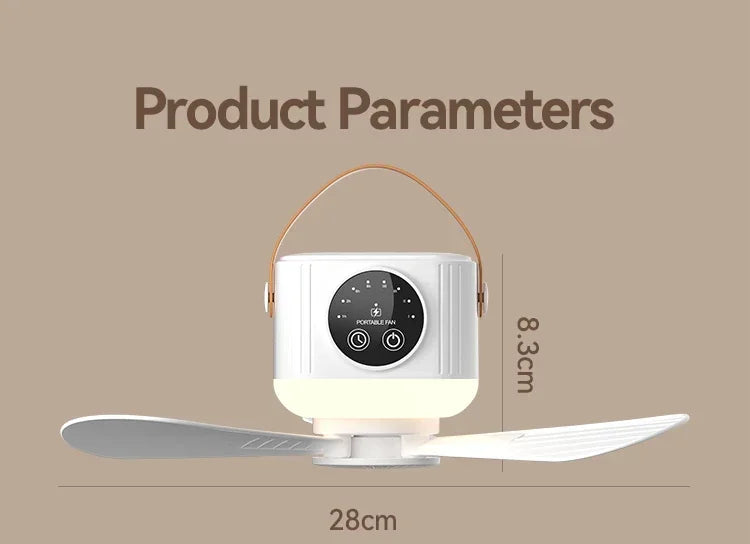 Rechargeable Hanging Fan with Light – size diagram