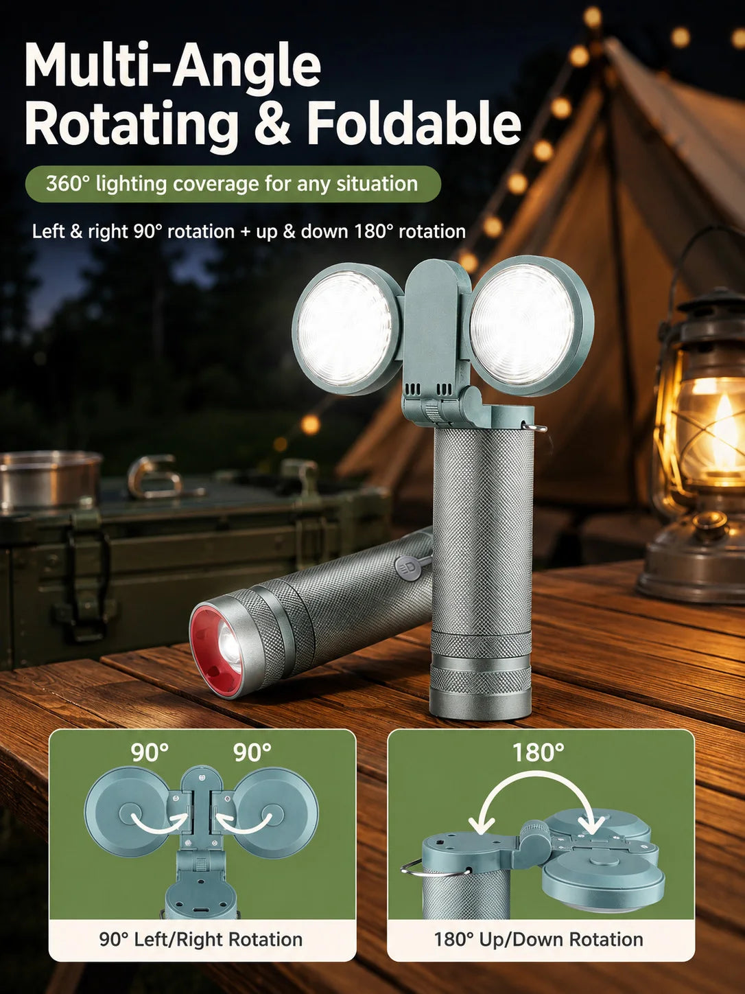 Rechargeable Torch and Camping Lantern – adjustable light angles
