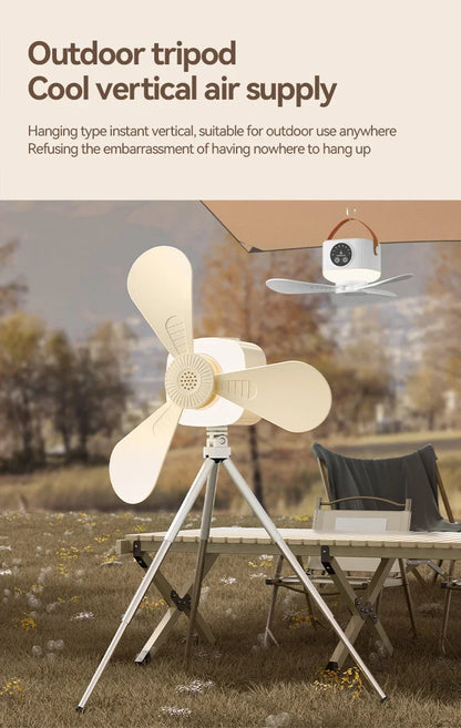 Rechargeable Hanging Fan with Light – outdoor placement