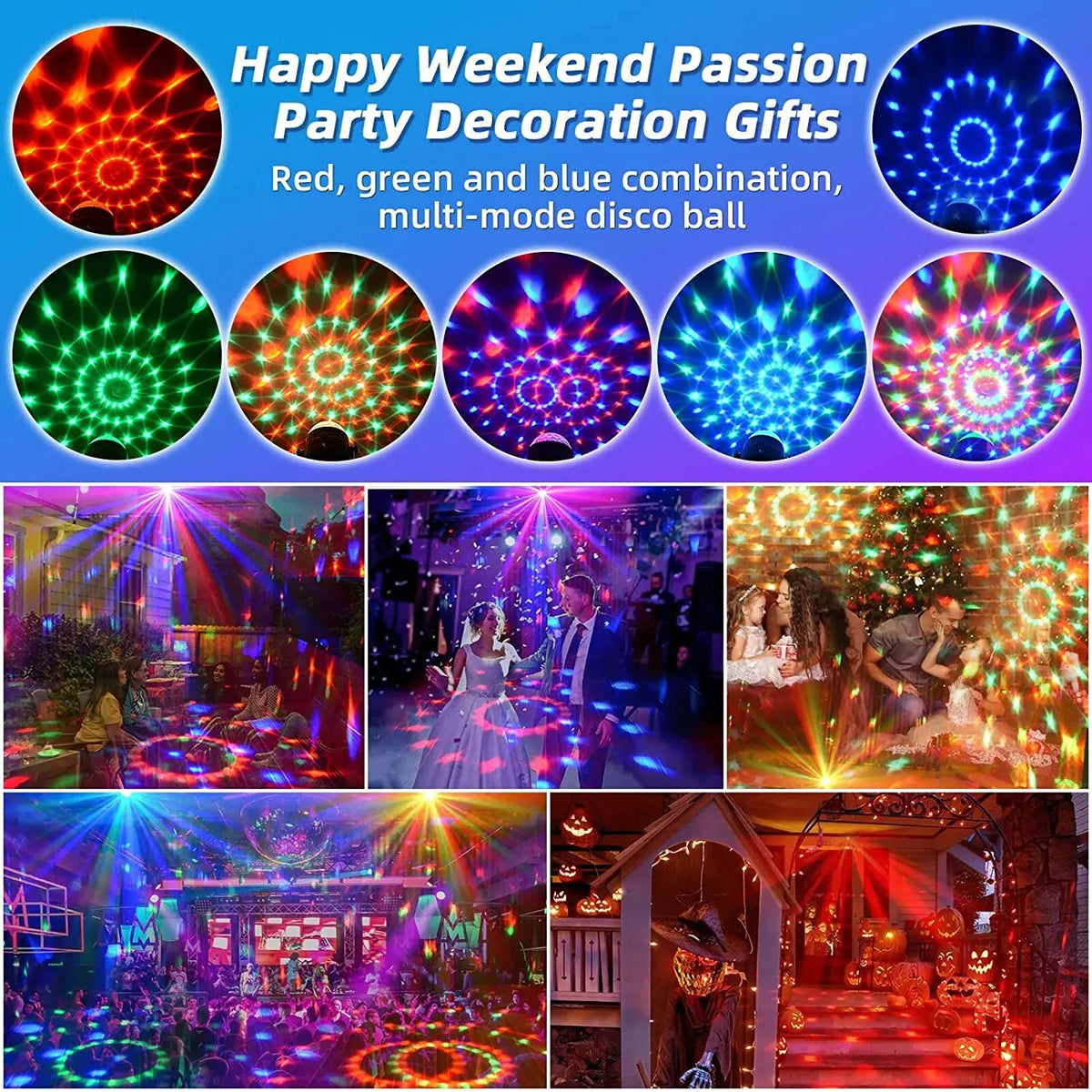 RGB Rotating Disco Party Light – product gallery image 10 | Smile Lady