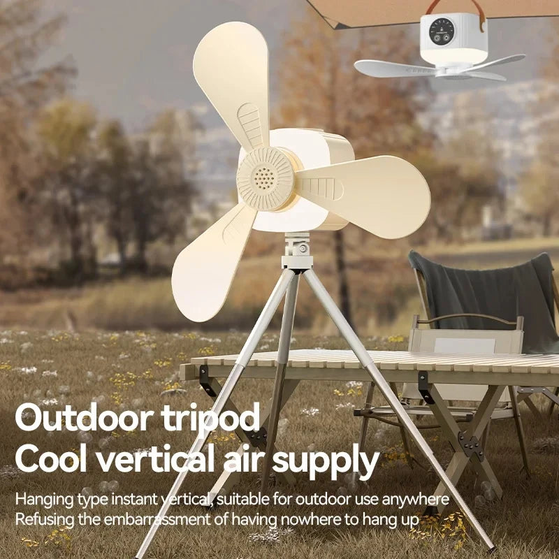 Rechargeable Hanging Fan with Light – fan on stand outdoors
