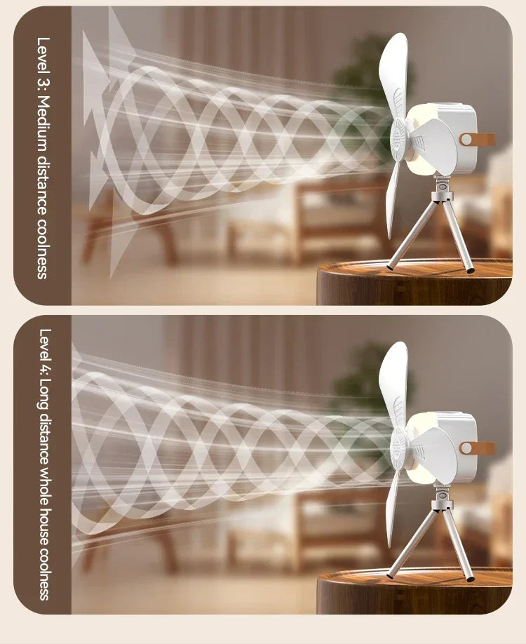 Rechargeable Hanging Fan with Light – airflow illustration