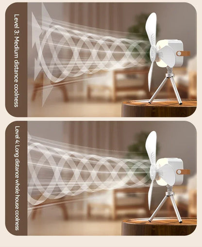 Rechargeable Hanging Fan with Light – airflow illustration