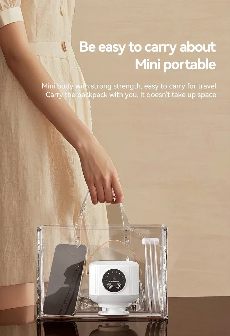 Rechargeable Hanging Fan with Light – carrying the fan