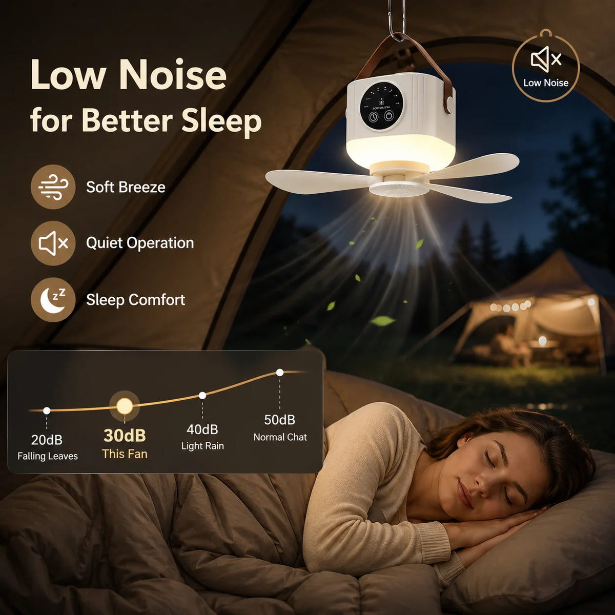 Rechargeable Hanging Fan with Light – bedroom lighting