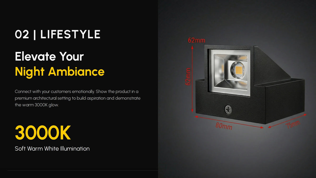 3W Outdoor LED Wall Light – light colour detail
