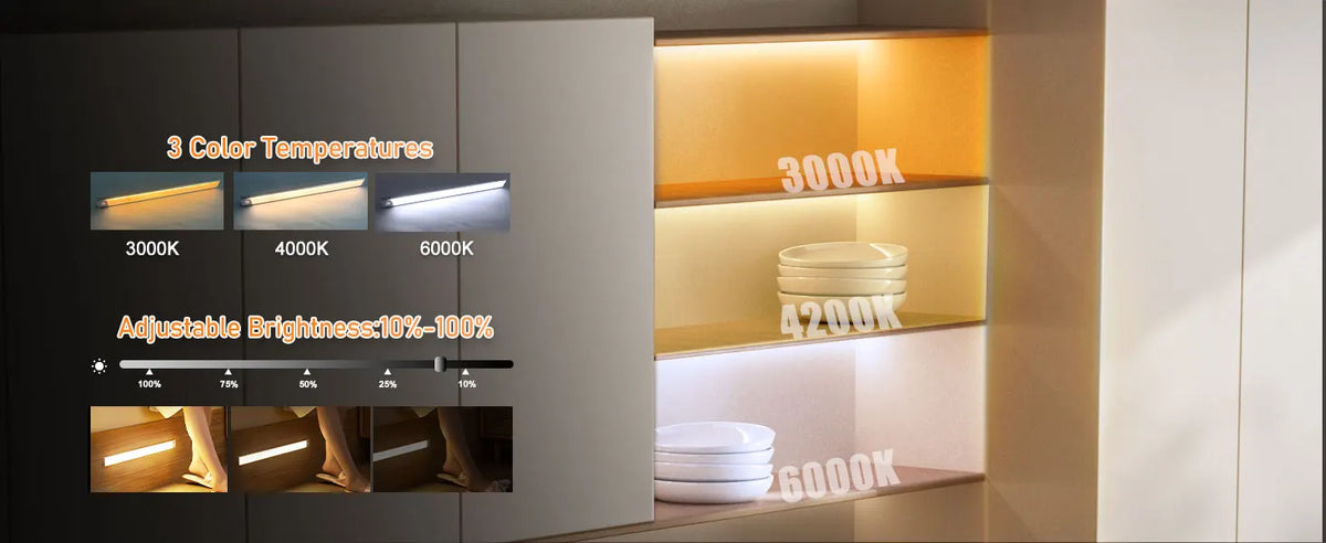 Rechargeable Motion Sensor Cabinet Light – colour temperature adjustment