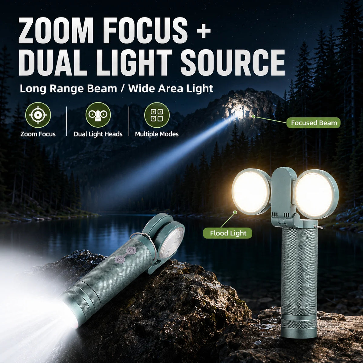 Rechargeable Torch and Camping Lantern – torch beam and side LEDs