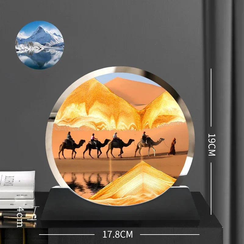 Moving Sand Art Picture – Glass Desk Decor