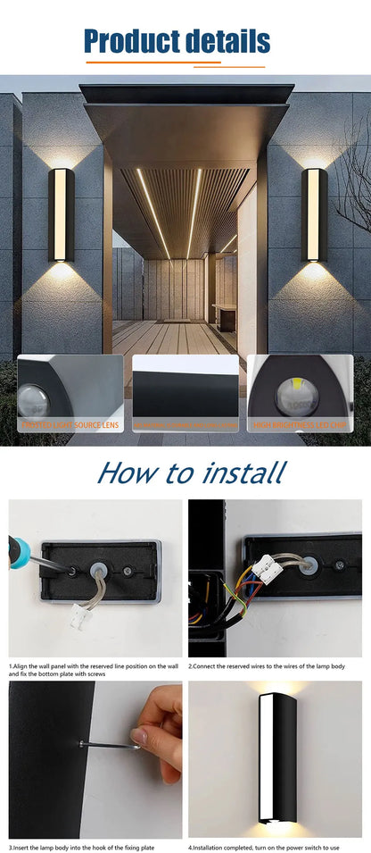10W Outdoor LED Wall Light – fixture details