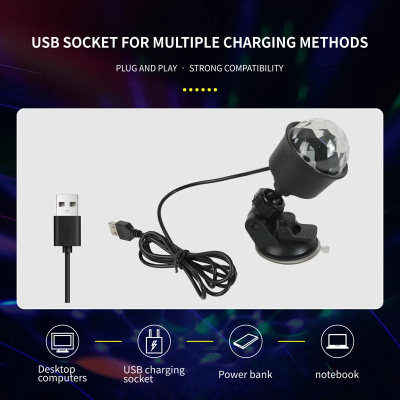 RGB Rotating Disco Party Light – additional product view | Smile Lady