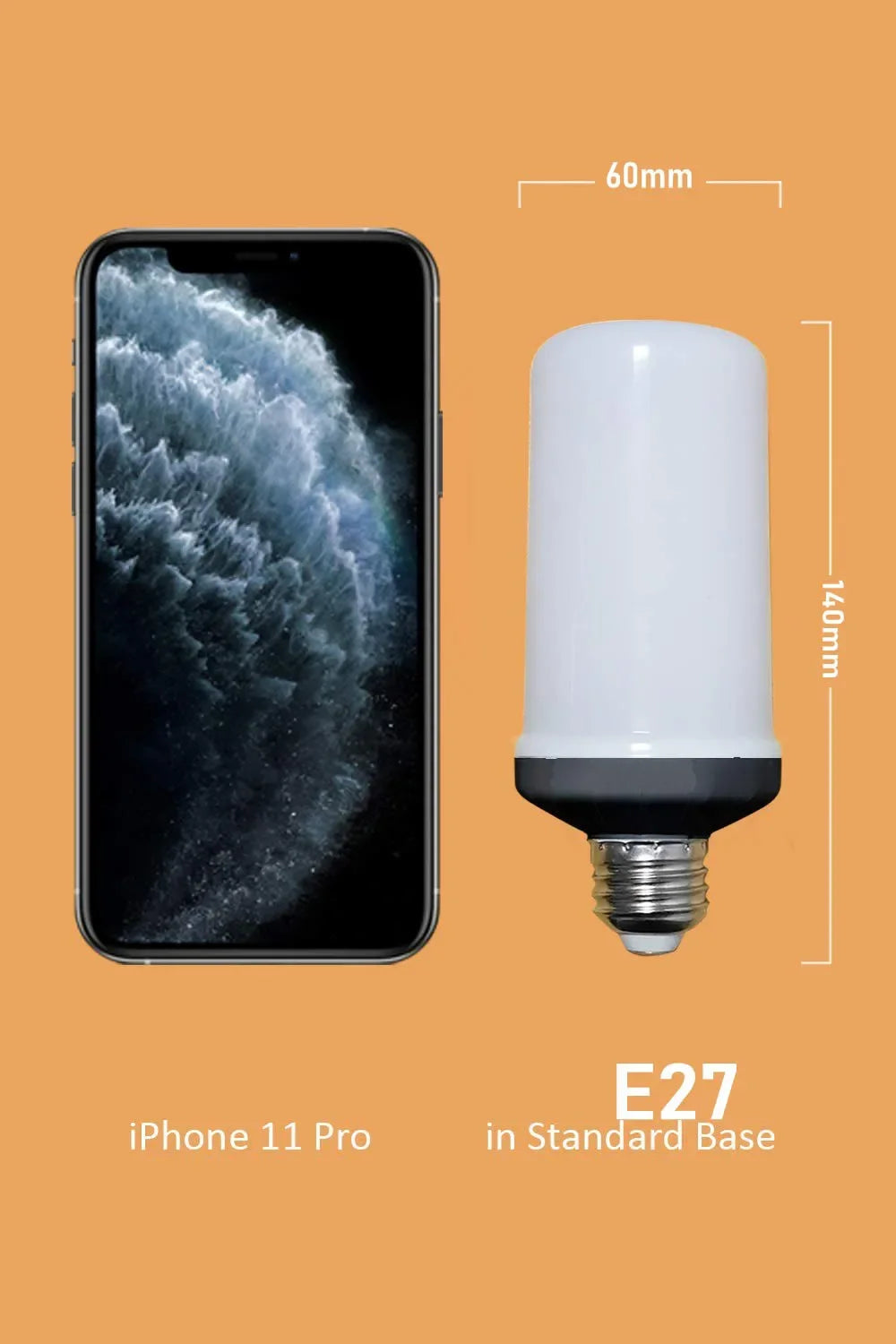 E27 LED Flame Effect Bulb – power and heat detail