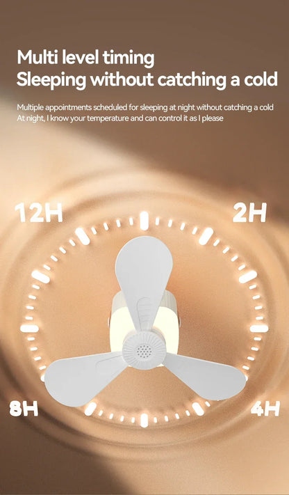 Rechargeable Hanging Fan with Light – timer settings