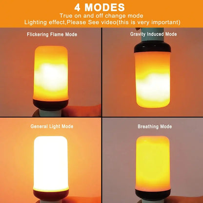 E27 LED Flame Effect Bulb – lighting mode examples