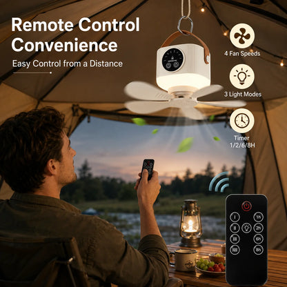 Rechargeable Hanging Fan with Light – remote control
