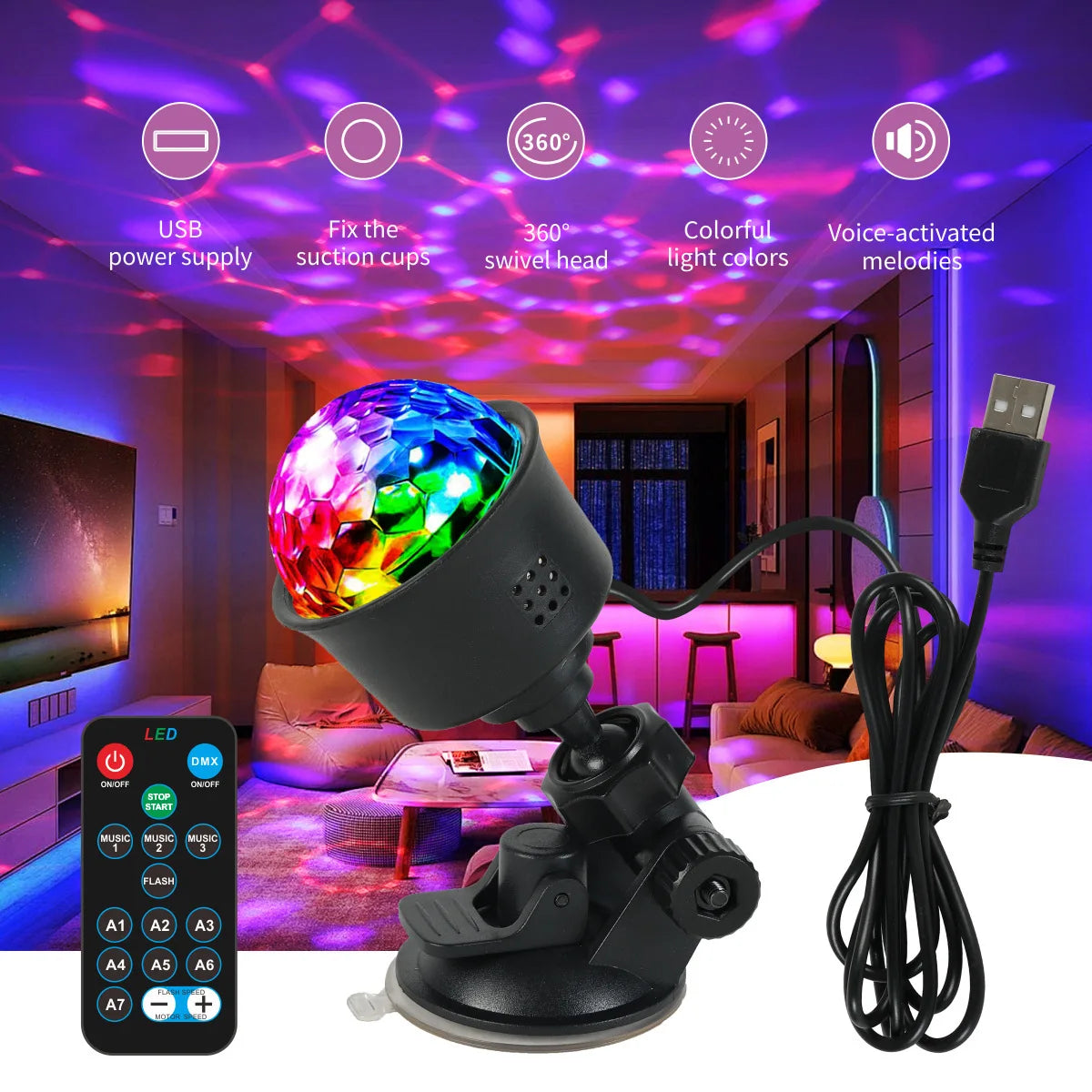 RGB Rotating Disco Party Light – product gallery image 12 | Smile Lady