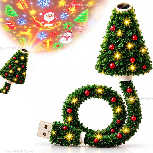 Christmas tree plug-in projector night light