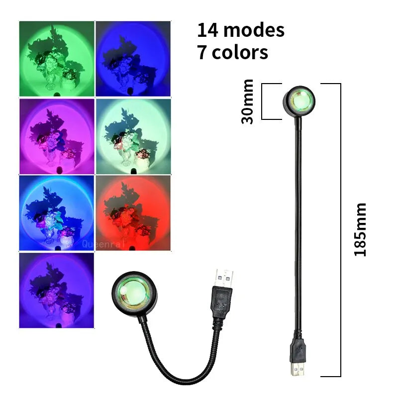 USB Sunset Projection Light – Room Decor – style and variant reference | Smile Lady