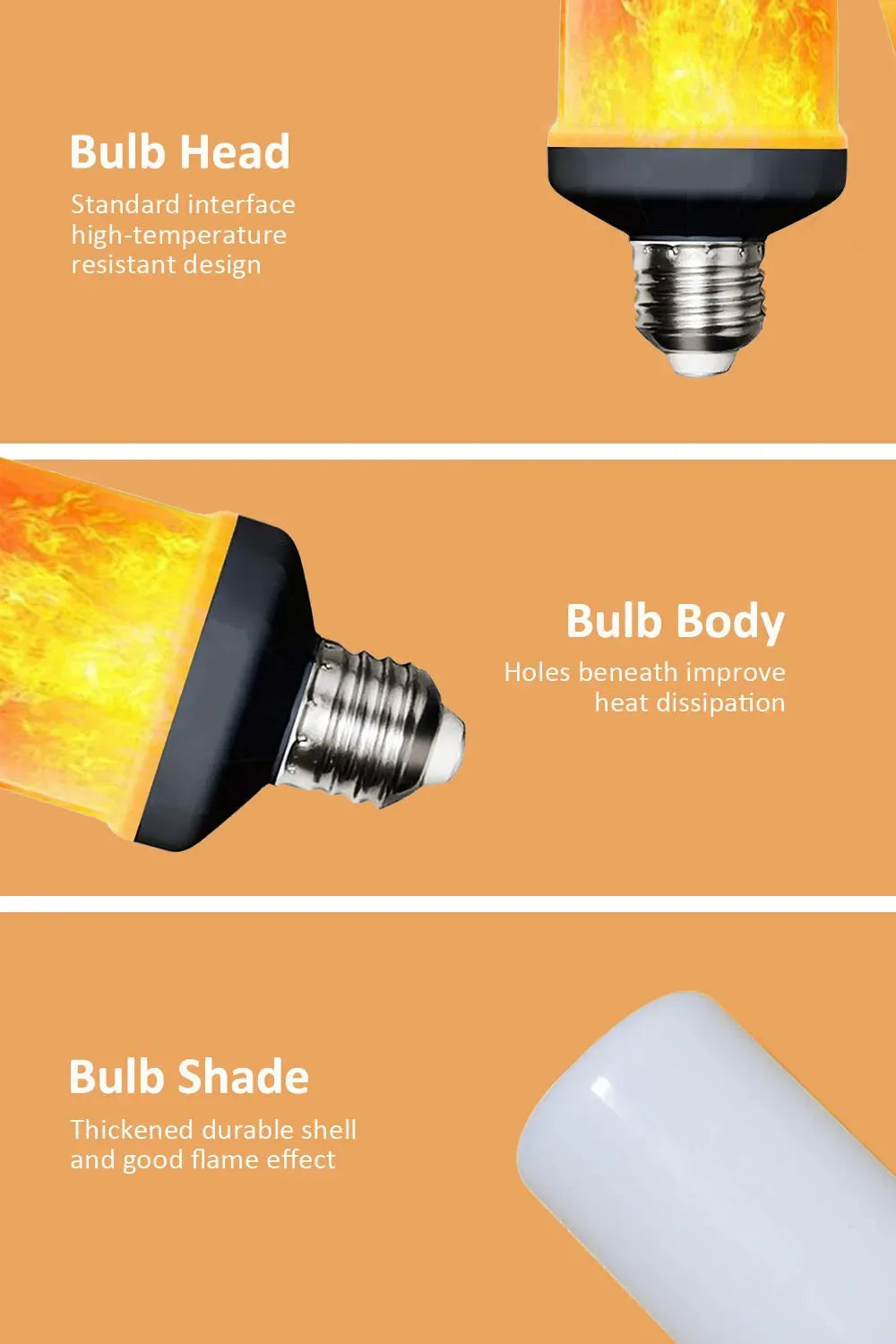 E27 LED Flame Effect Bulb – E27 base detail