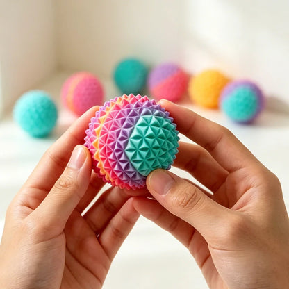 Rainbow Spiky Sensory Squeeze Ball – additional product view | Smile Lady