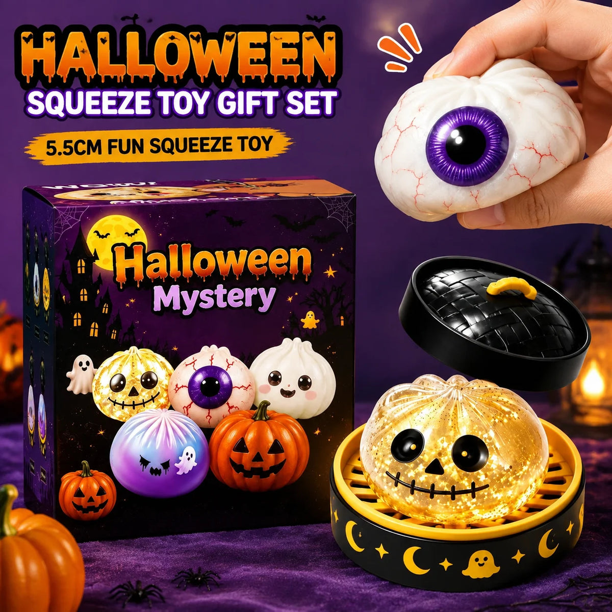 Halloween Ghost Dumpling Squishy Toy – alternate product view | Smile Lady