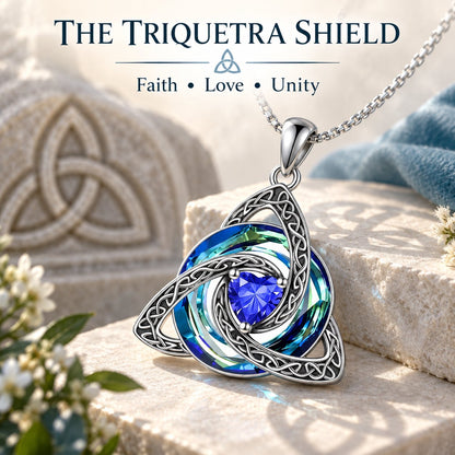 Celtic trinity knot birthstone necklace