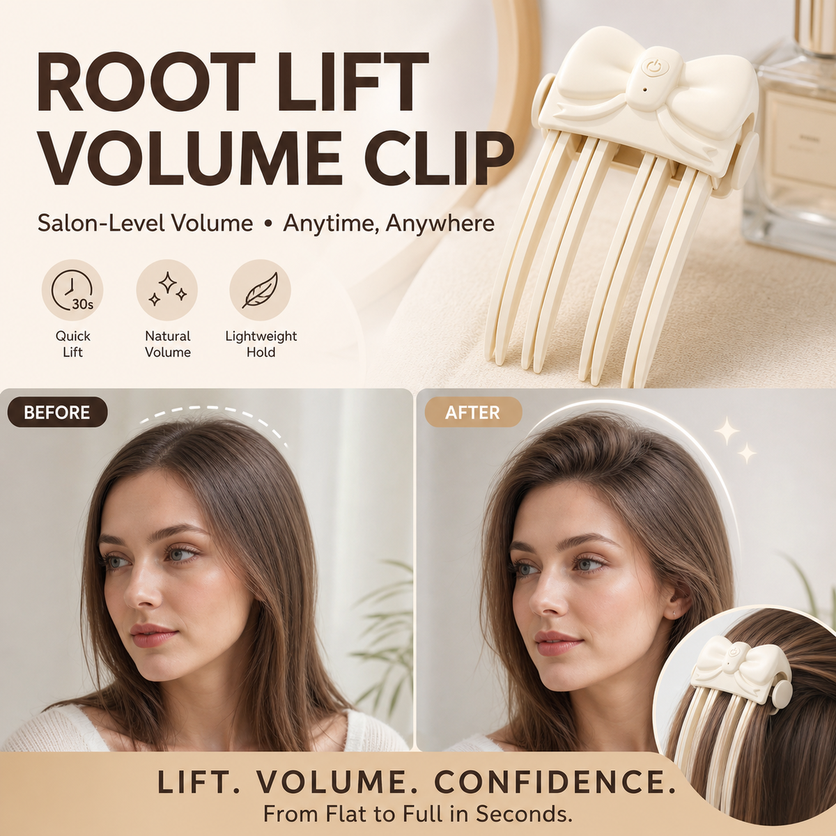 Wireless Heated Root Lift Clip for Volumising Fine Hair