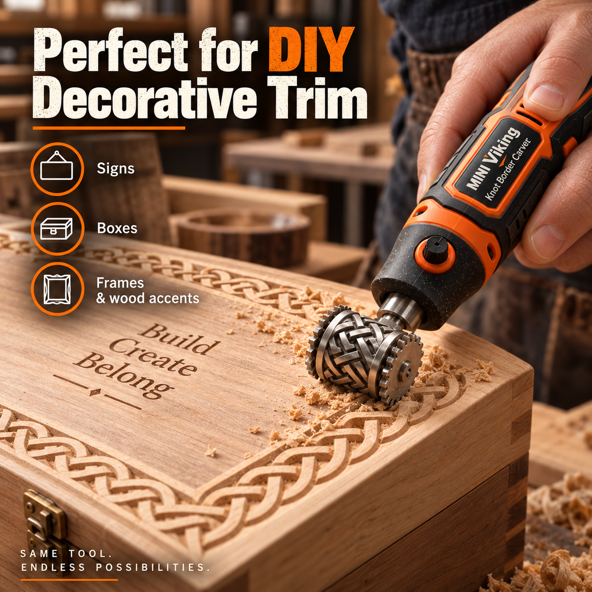 Mini Viking Knot Border Carver for Decorative Woodworking