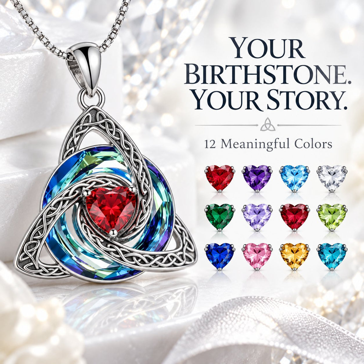 Celtic Birthstone Shield Pendant Gift