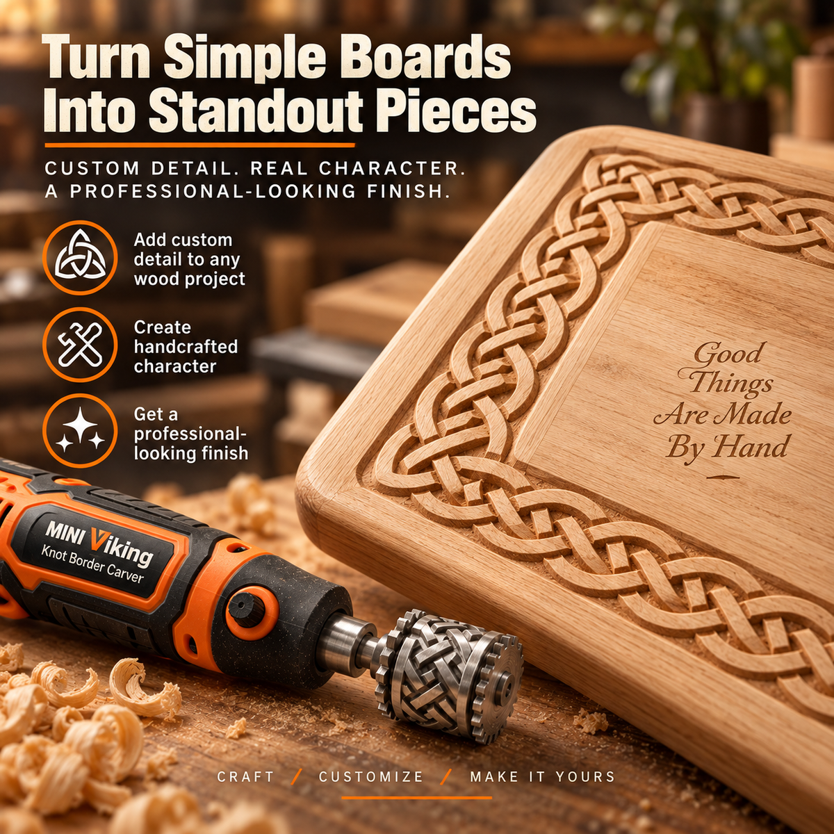 Mini Viking Knot Border Carver for Decorative Woodworking