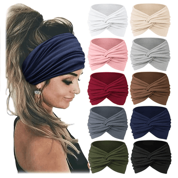 Pack of 10 knotted turban headbands for women