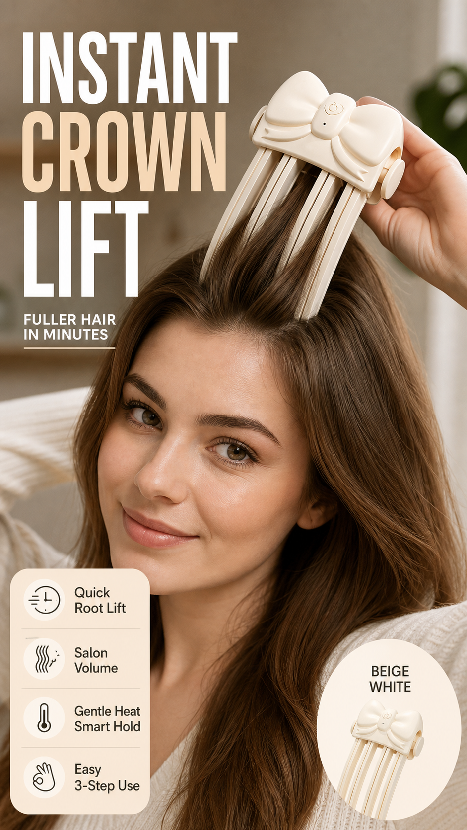 Wireless Heated Root Lift Clip for Volumising Fine Hair