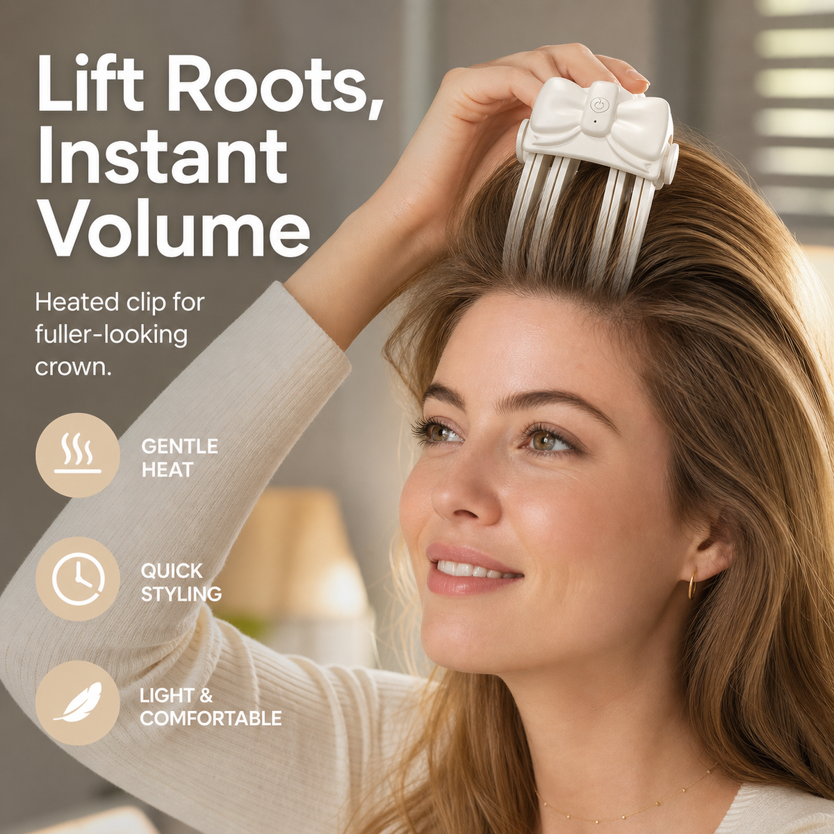 Wireless Heated Root Lift Clip for Volumising Fine Hair