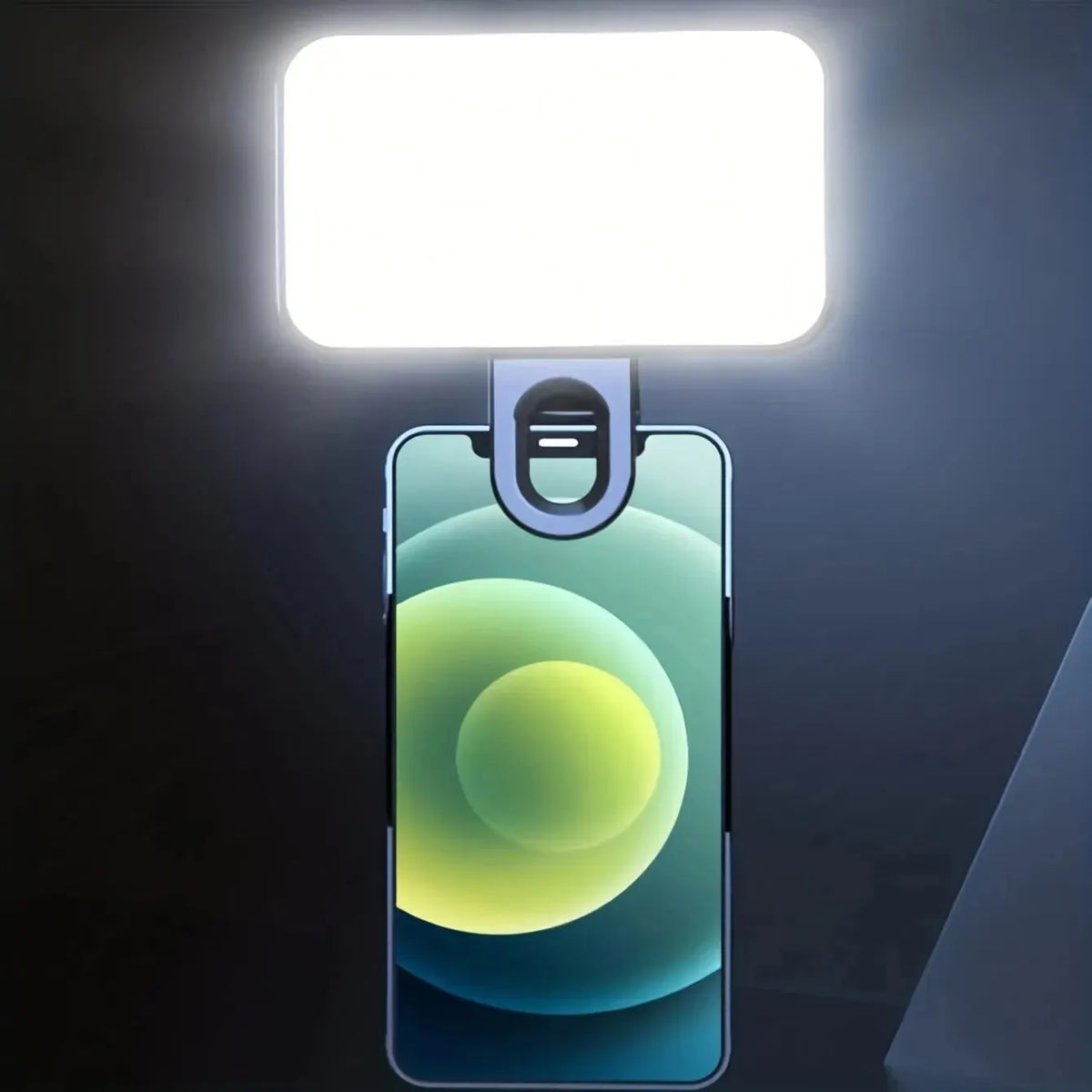 Rectangular selfie light on smartphone