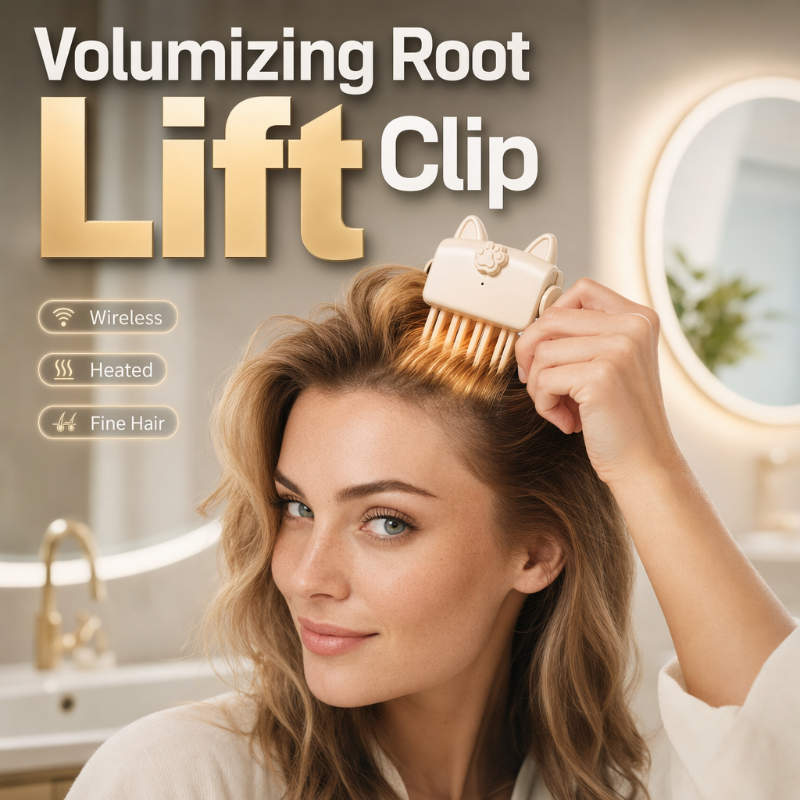 Cordless heated root lift clip for adding volume to fine hair