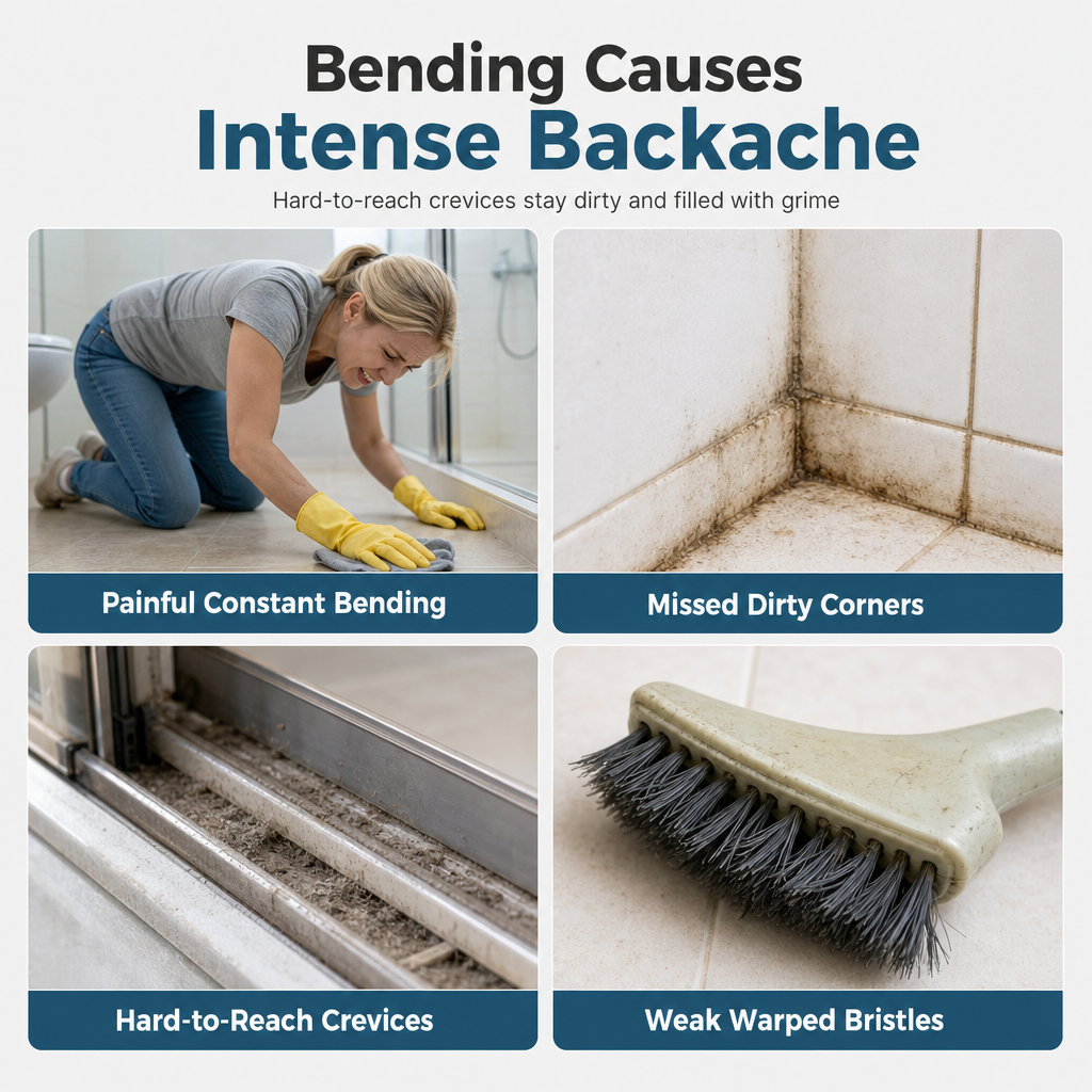 Extendable Long-Handle Floor Scrub Brush for Cleaning