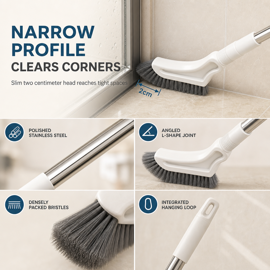 Extendable Long-Handle Floor Scrub Brush for Cleaning