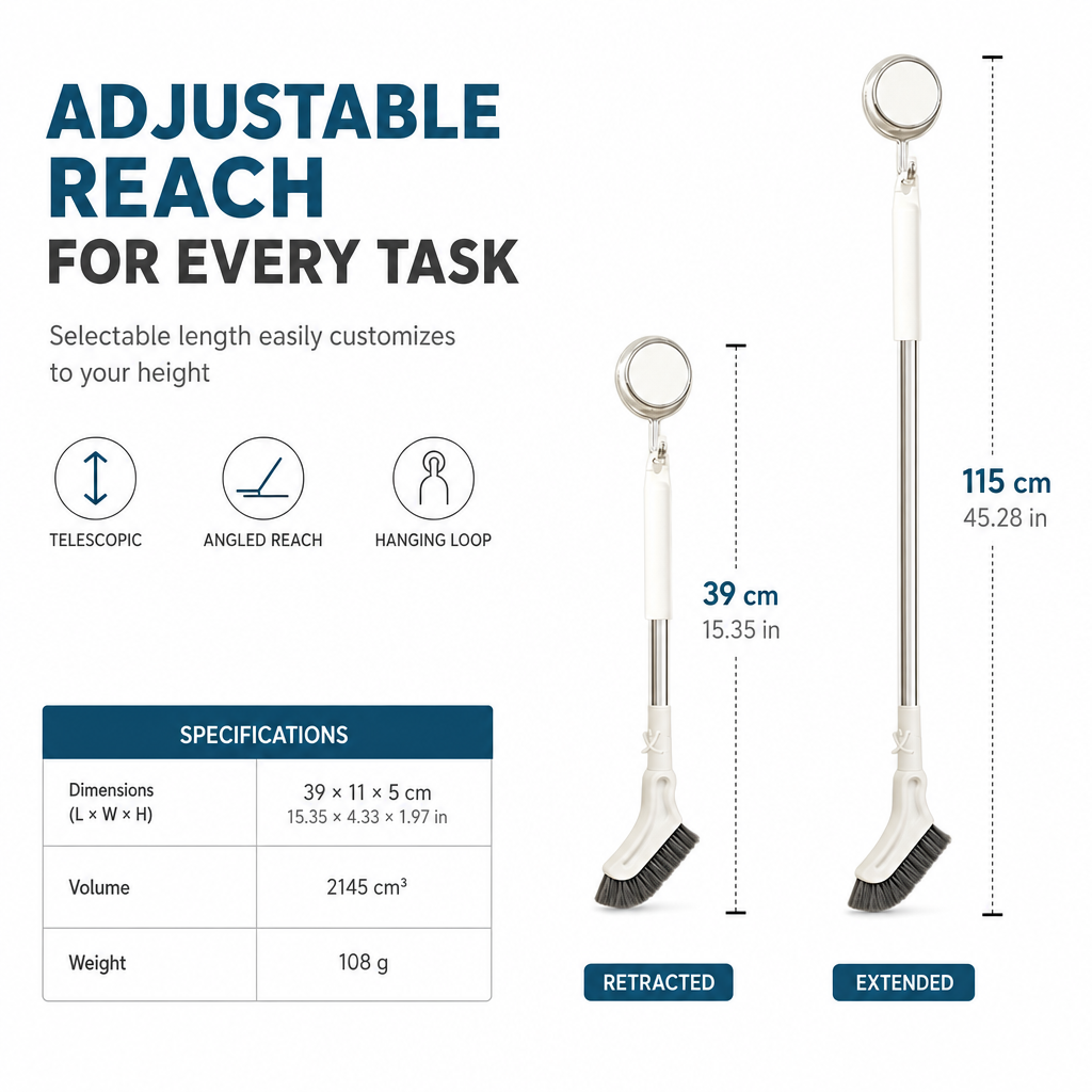 Extendable Long-Handle Floor Scrub Brush for Cleaning